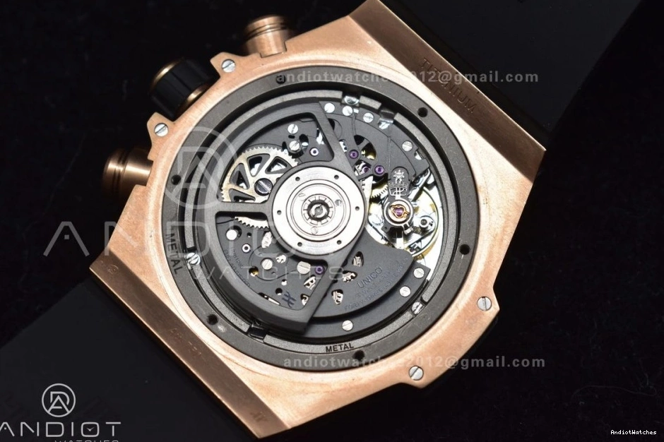 Strap GoodFit ZF Bang Edition Rubber RG Best Hublot 904 Big Dial on Skeleton Unico Black 1:1 A 0420